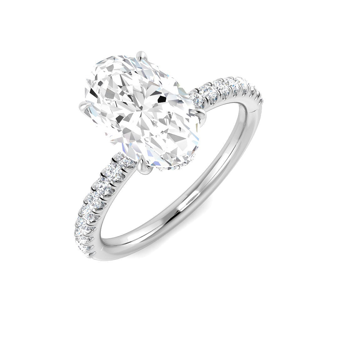 9ct White Gold Oval Lab Grown Diamond Ring 1