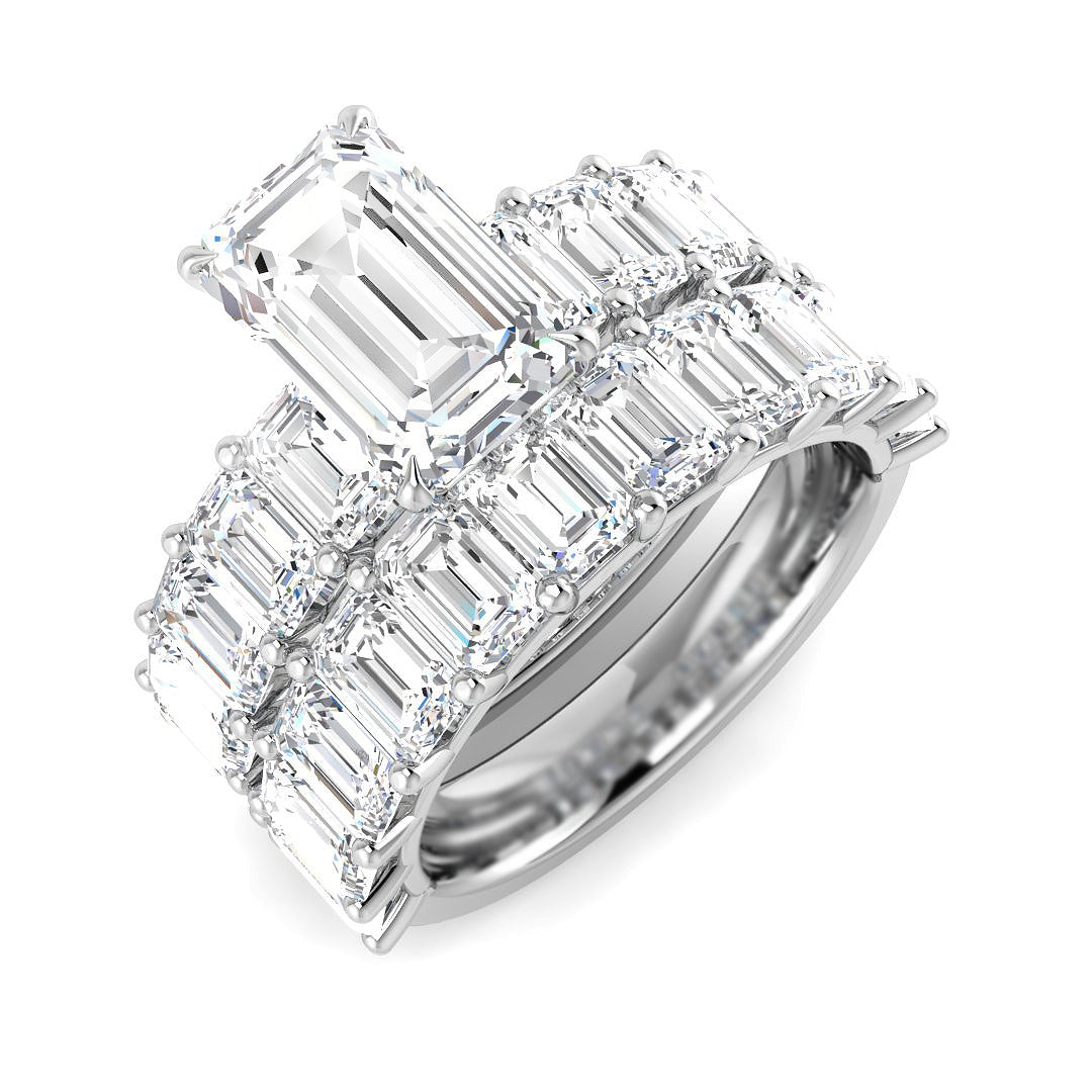9ct White Gold Emerald Cut Lab Grown Diamond Ring 1