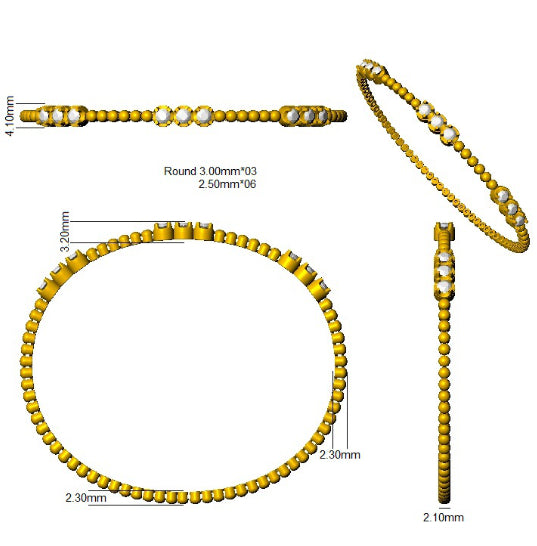 9ct Yellow Gold Round Lab Grown Diamond Bangle 2