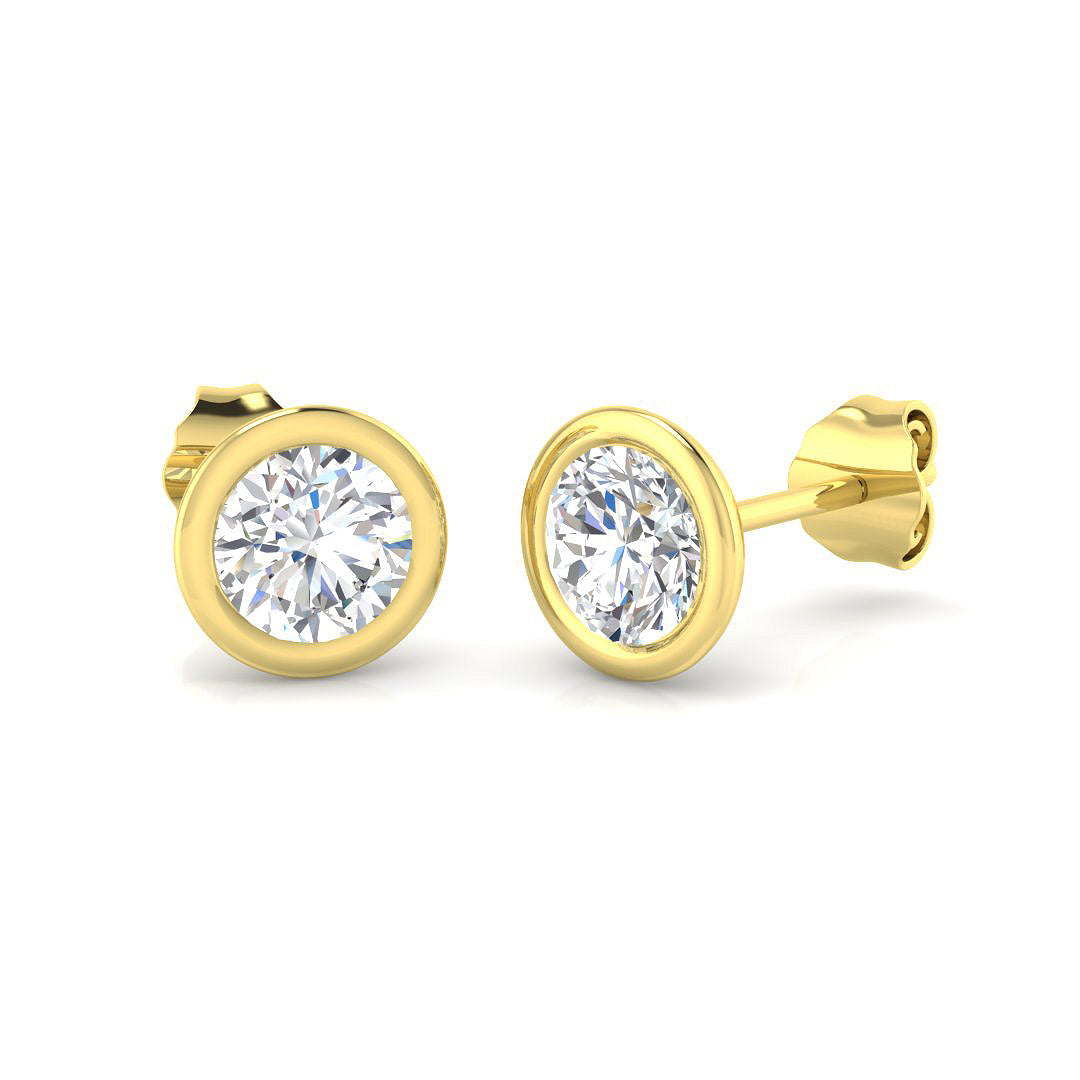18ct Yellow Gold Round Lab Grown Diamond Earrings 1