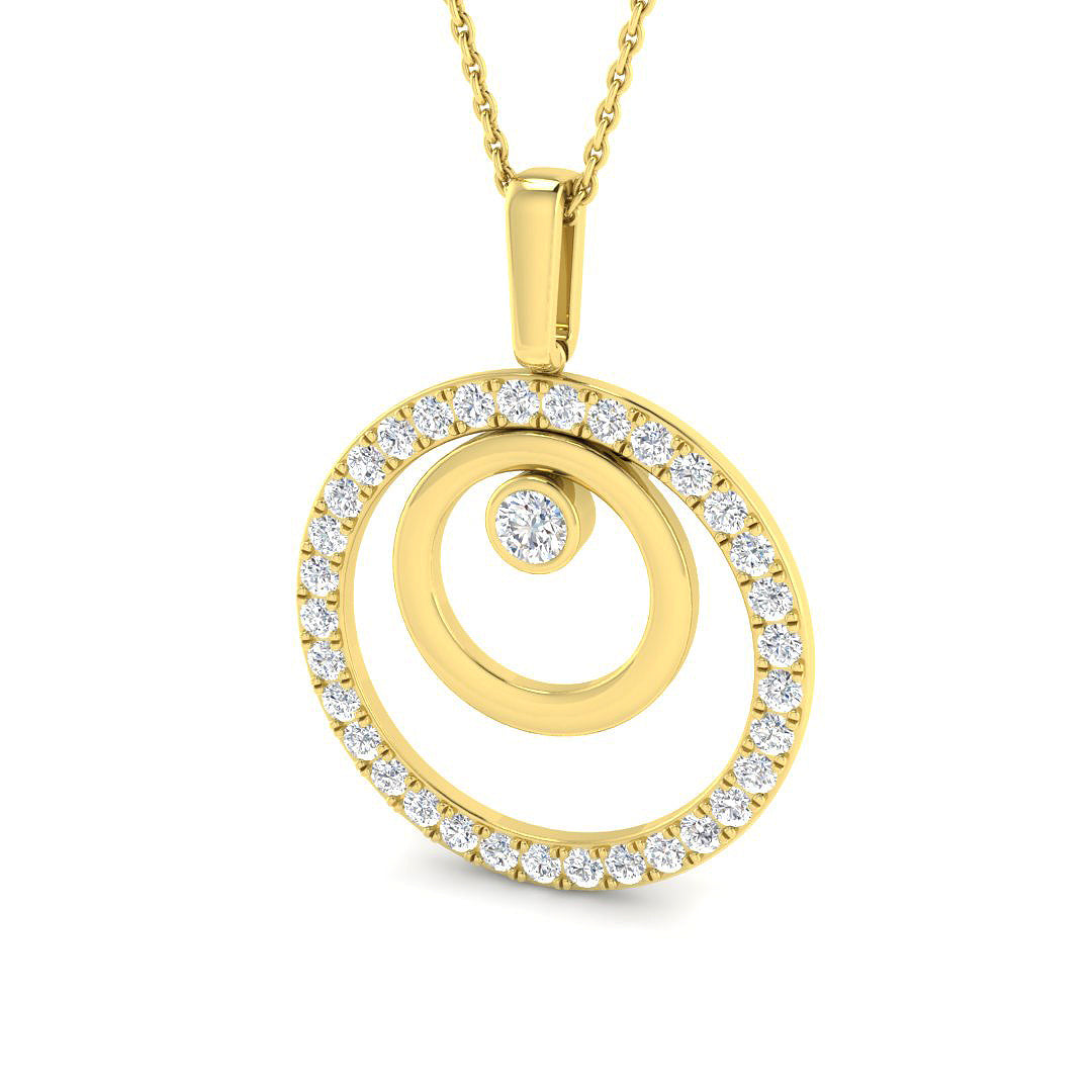 9ct Yellow Gold Round Lab Grown Diamond Pendant 1