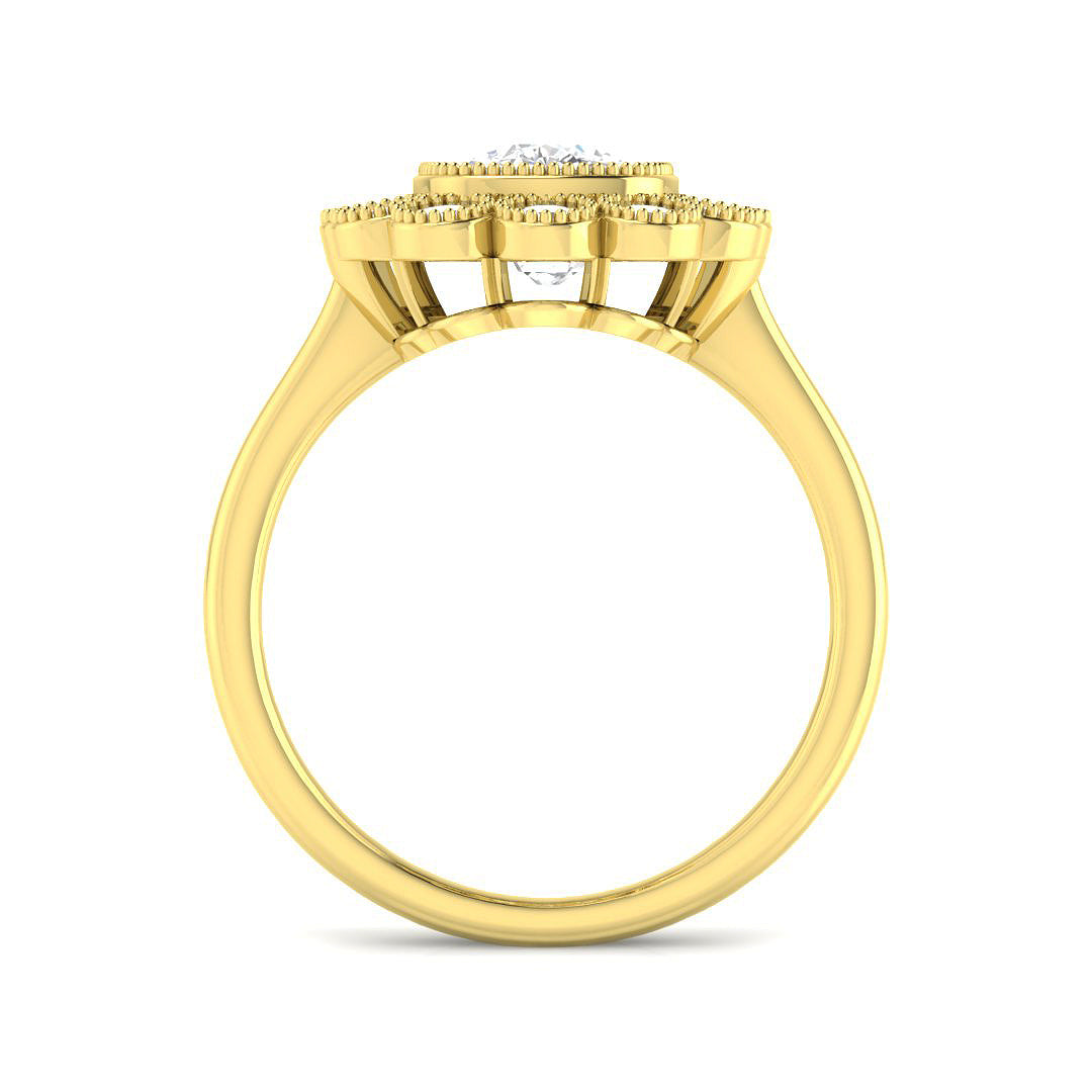 9ct Yellow Gold Cushion Cvd Old Cut Ring 2