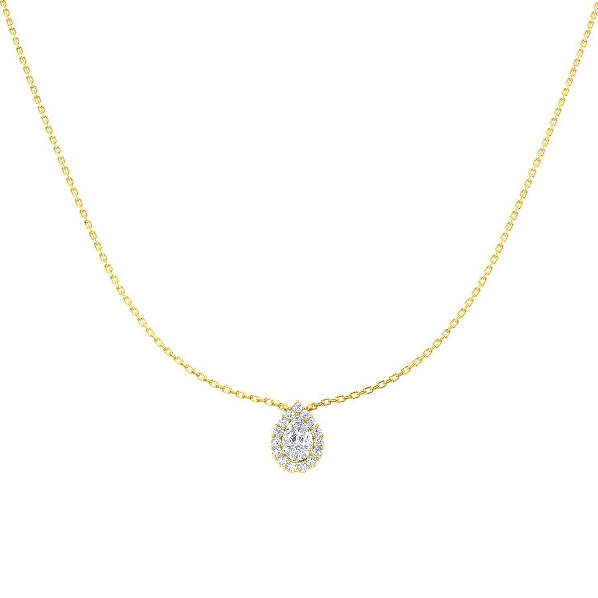 9ct Yellow Gold Pear Lab Grown Diamond Necklace 1