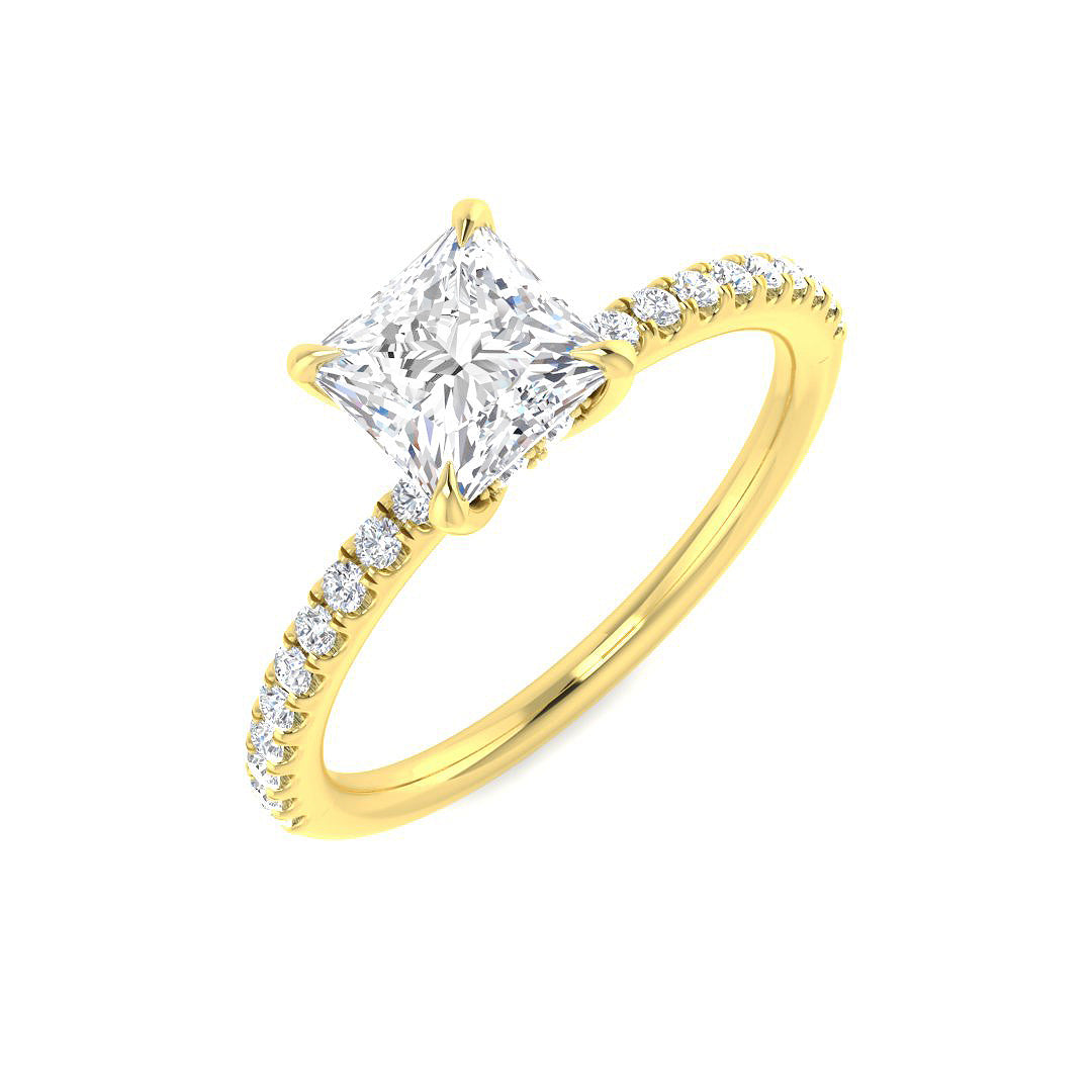 9ct Yellow Gold Princess Lab Grown Diamond Ring 1