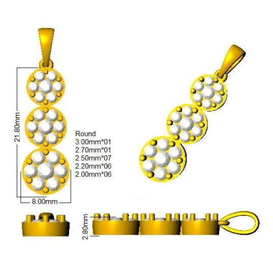 9ct Yellow Gold Round Lab Grown Diamond Pendant 2