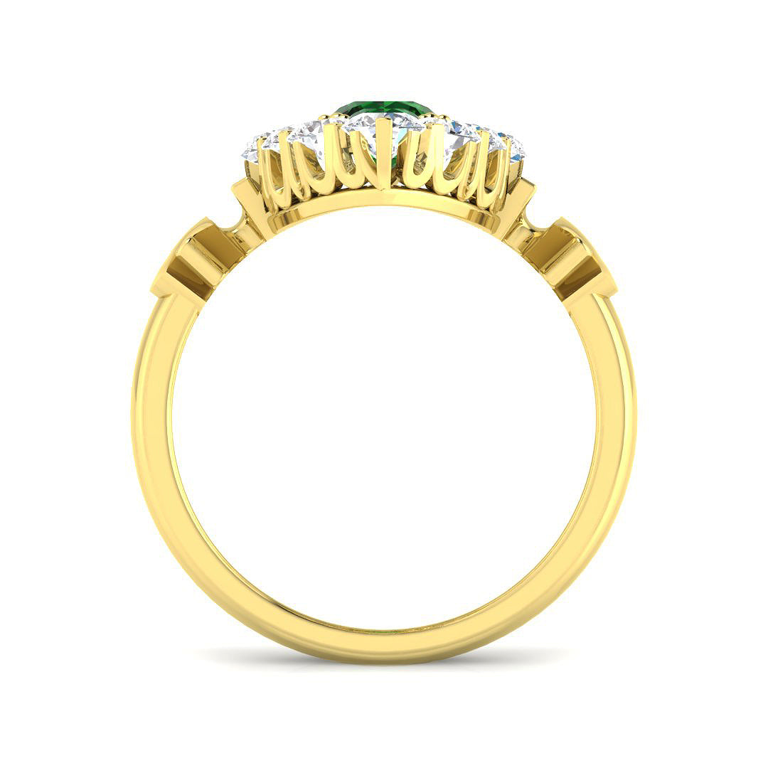 9ct Yellow Gold Round Emerald and Diamond Ring 2