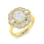 9ct Yellow Gold Baguette and Cushion Cvd Old Cut and Lab Grown Diamond Ring 1