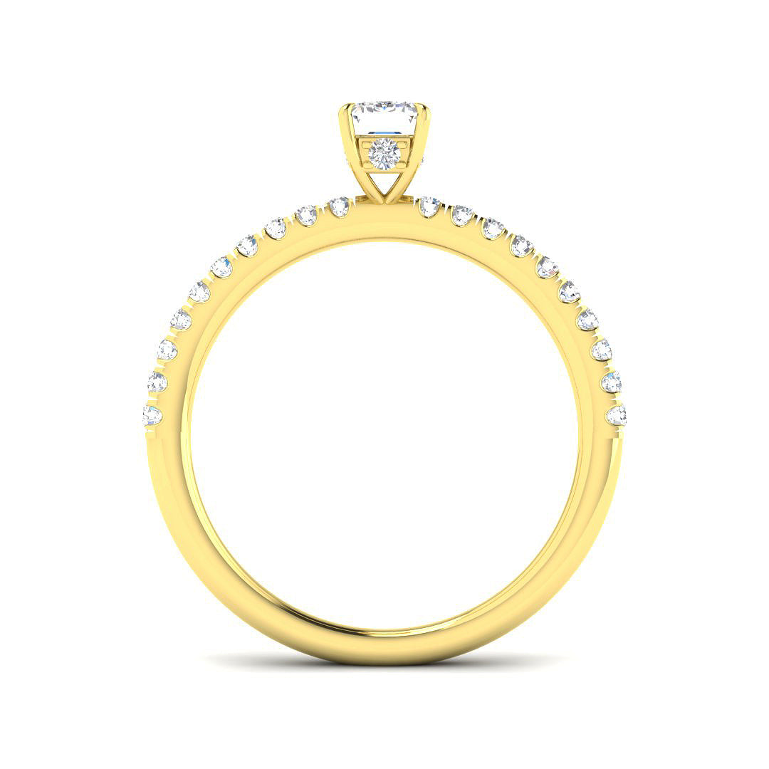 9ct Yellow Gold Emerald Cut Lab Grown Diamond Ring 2