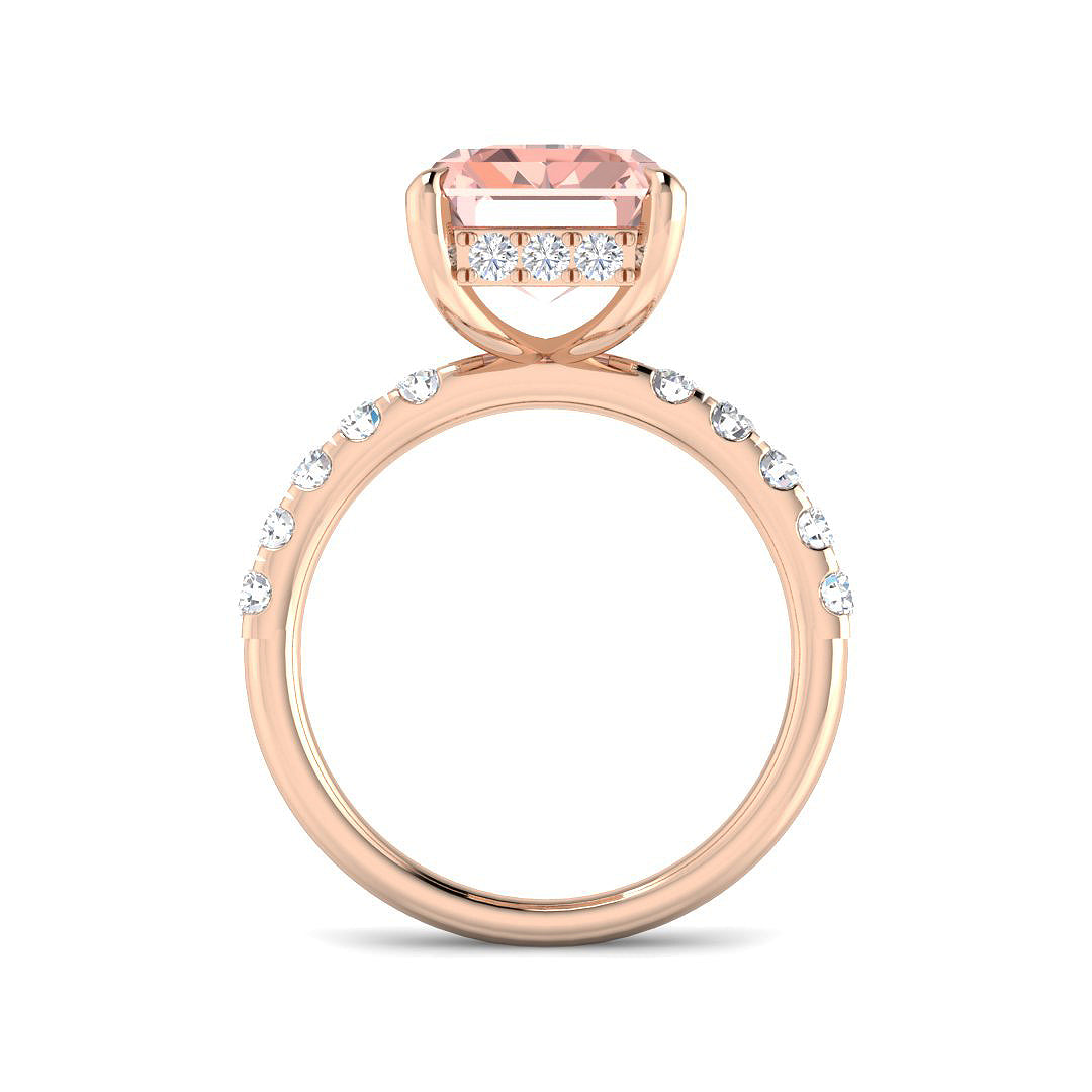 9ct Rose Gold Radiant Lab Grown Diamond and Lab Pink Diamond Ring 2