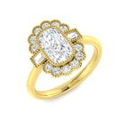 9ct Yellow Gold Baguette and Cushion Cvd Old Cut and Lab Grown Diamond Ring 1