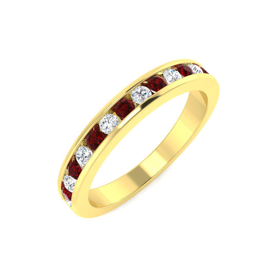 9ct Yellow Gold Round Ruby and Diamond Ring 1