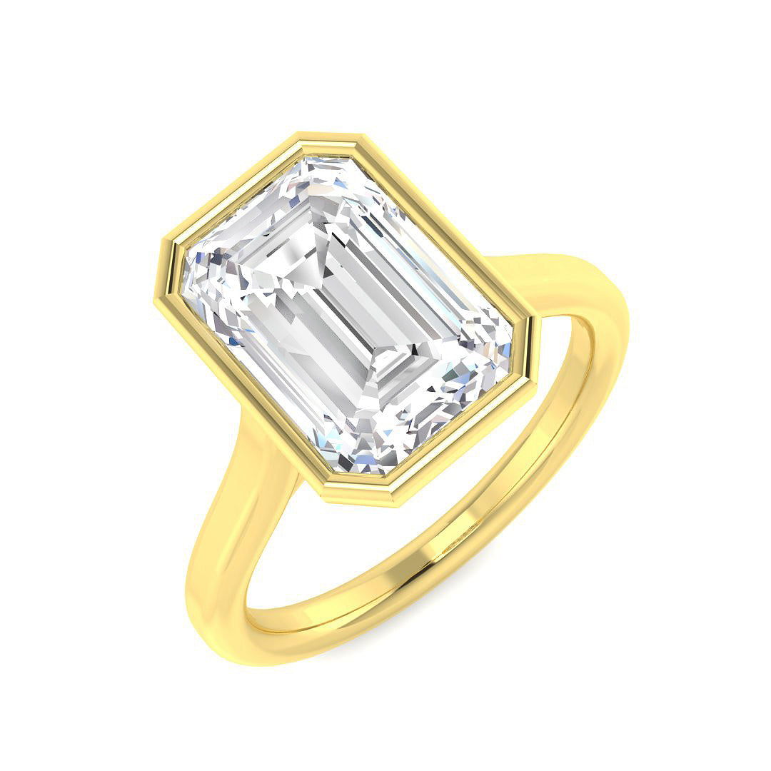 9ct Yellow Gold Emerald Cut Lab Grown Diamond Ring 1
