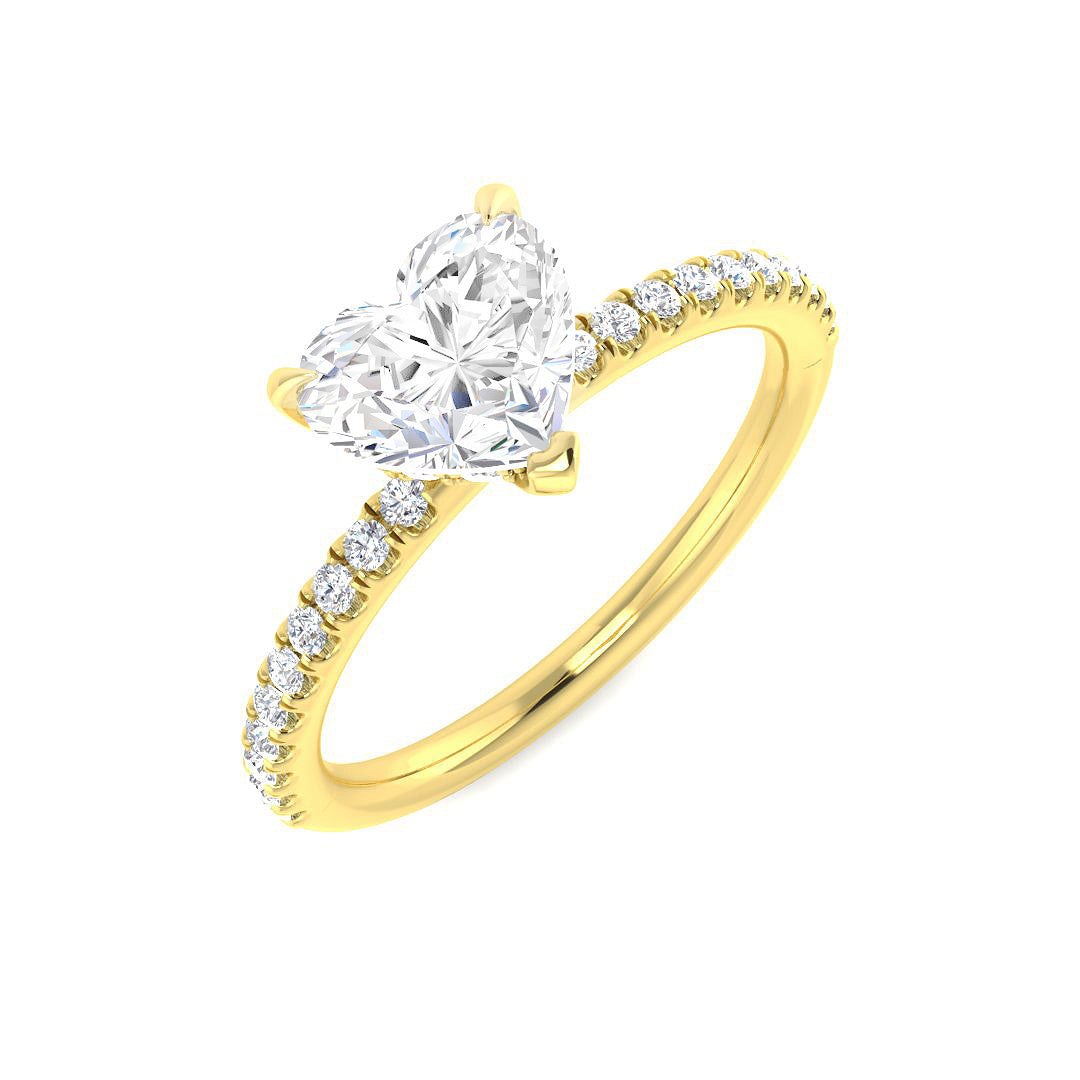 9ct Yellow Gold Heart Lab Grown Diamond Ring 1