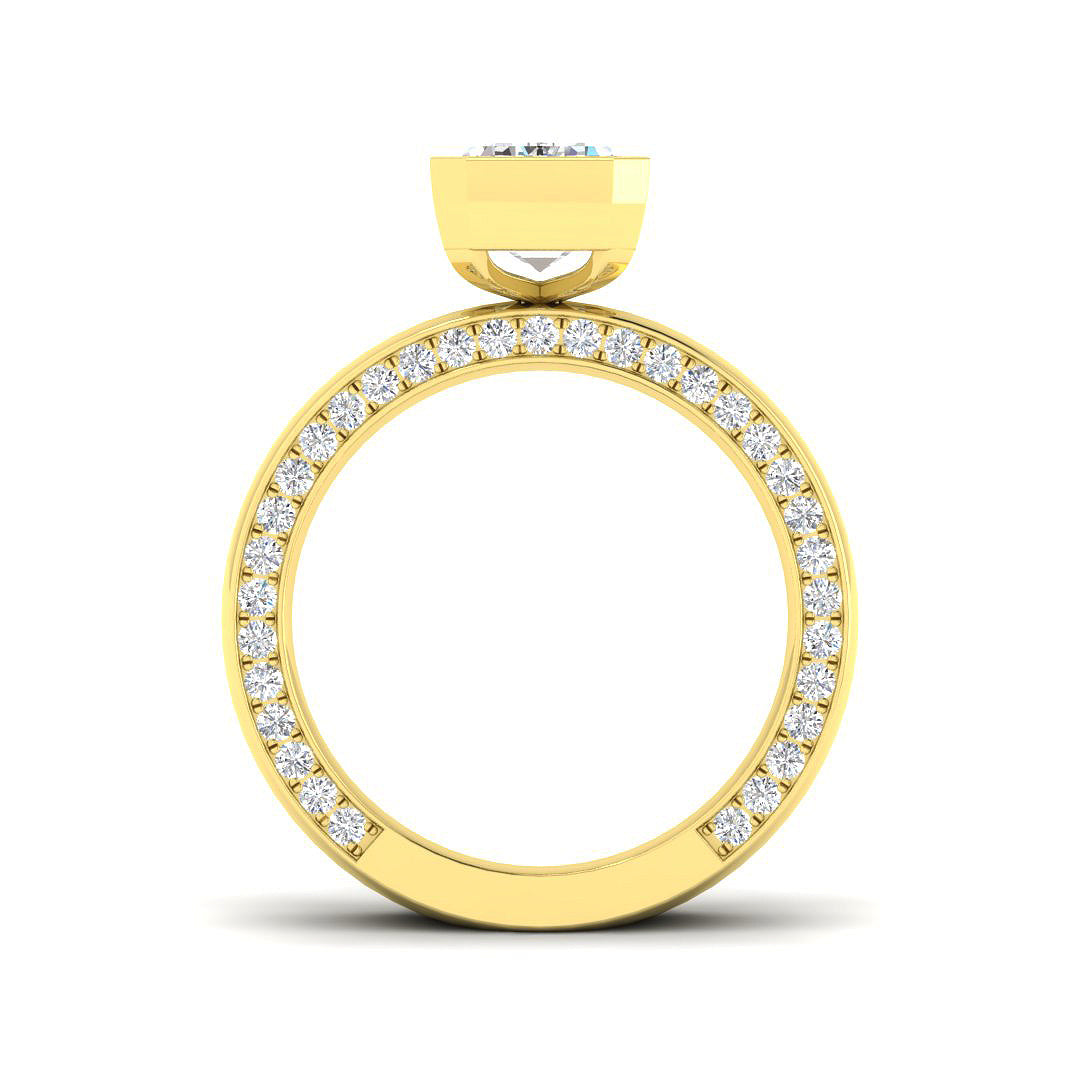 9ct Yellow Gold Emerald Cut Lab Grown Diamond Ring 2