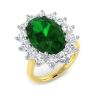 18ct Two Tone Oval Emerald and Diamond Ring 1