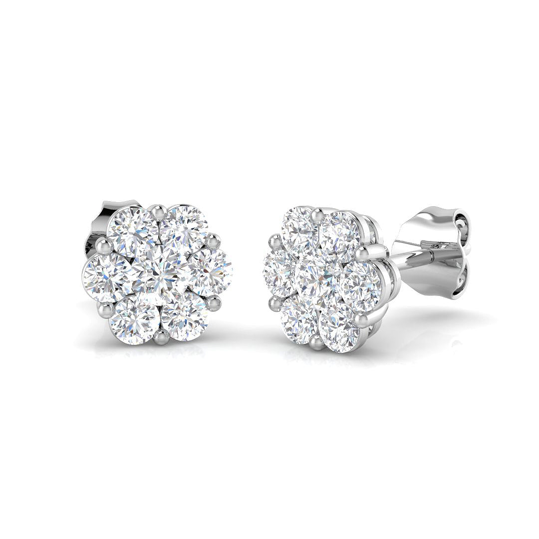 9ct White Gold Round Lab Grown Diamond Earrings 1