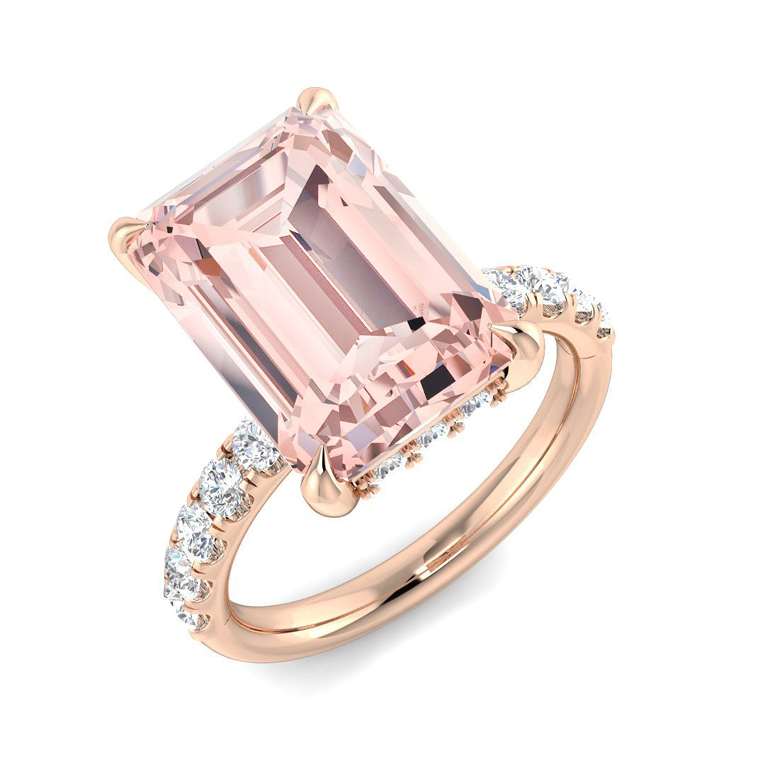 9ct Rose Gold Radiant Lab Grown Diamond and Lab Pink Diamond Ring 1