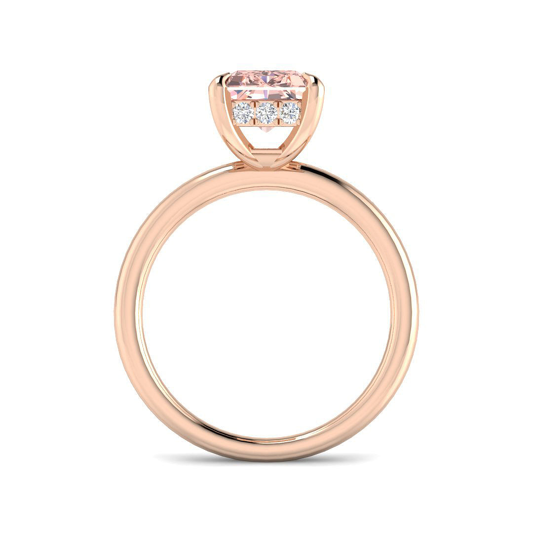 9ct Rose Gold Radiant Lab Grown Diamond and Lab Pink Diamond Ring 2