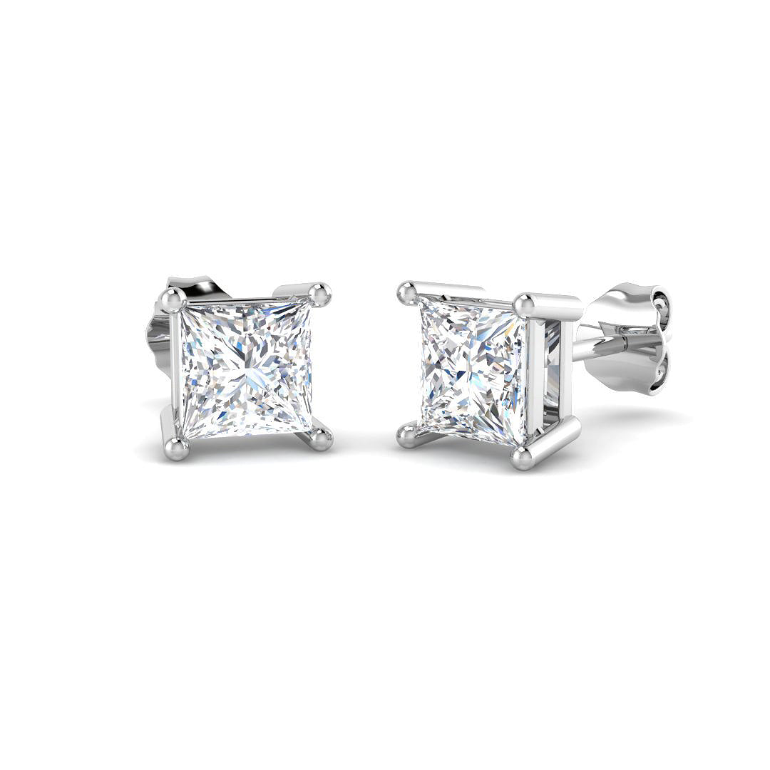 9ct White Gold Princess Lab Grown Diamond Earrings 1
