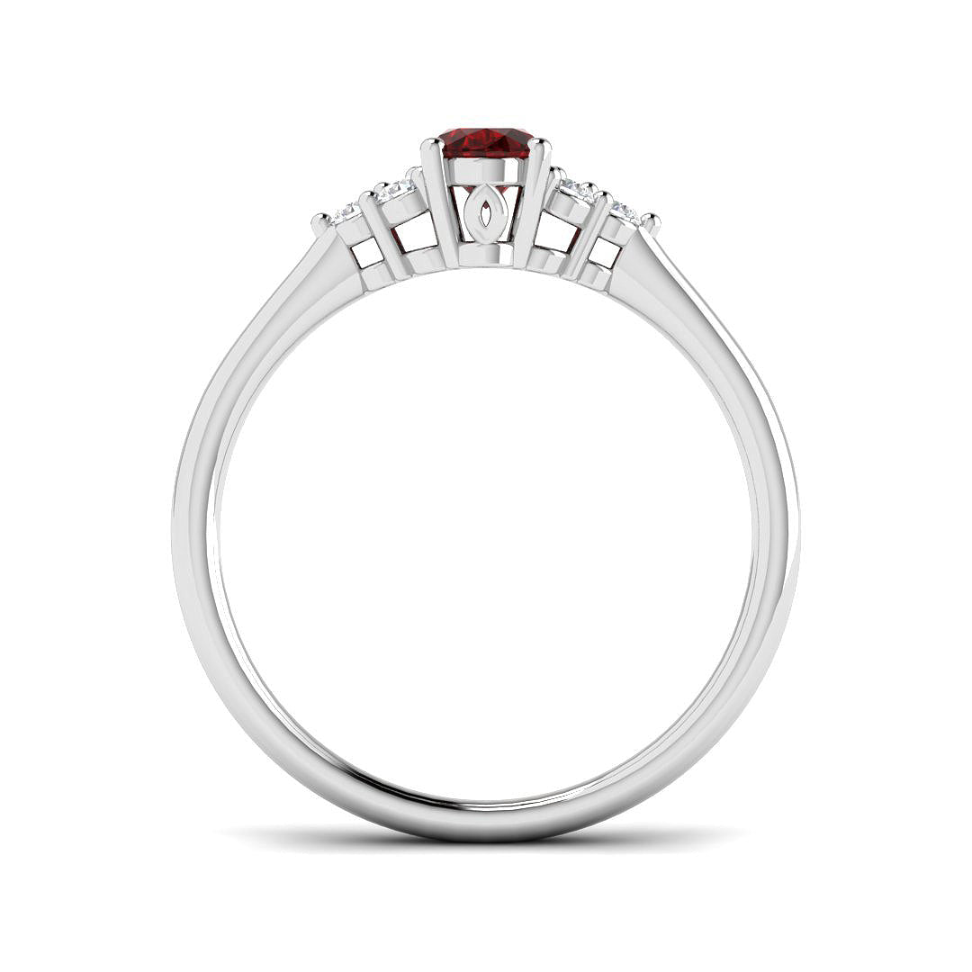 9ct White Gold Oval Ruby and Diamond Ring 2