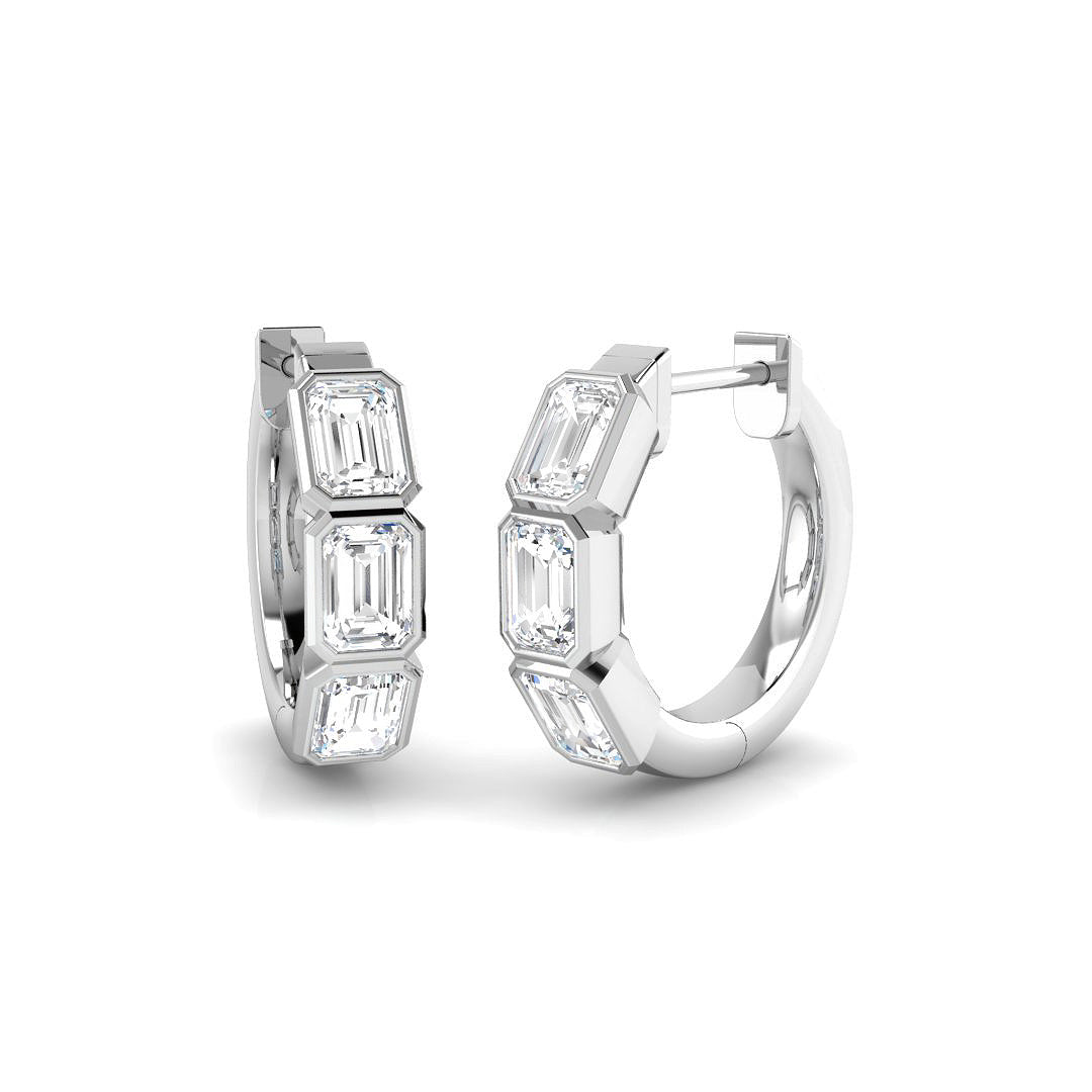 9ct White Gold Emerald Cut Lab Grown Diamond Earrings 1