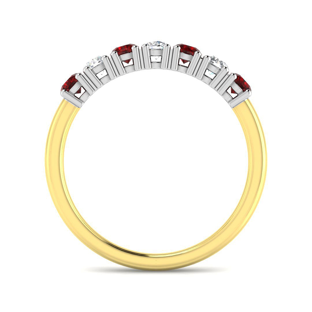 9ct Two Tone Round Ruby and Diamond Ring 2