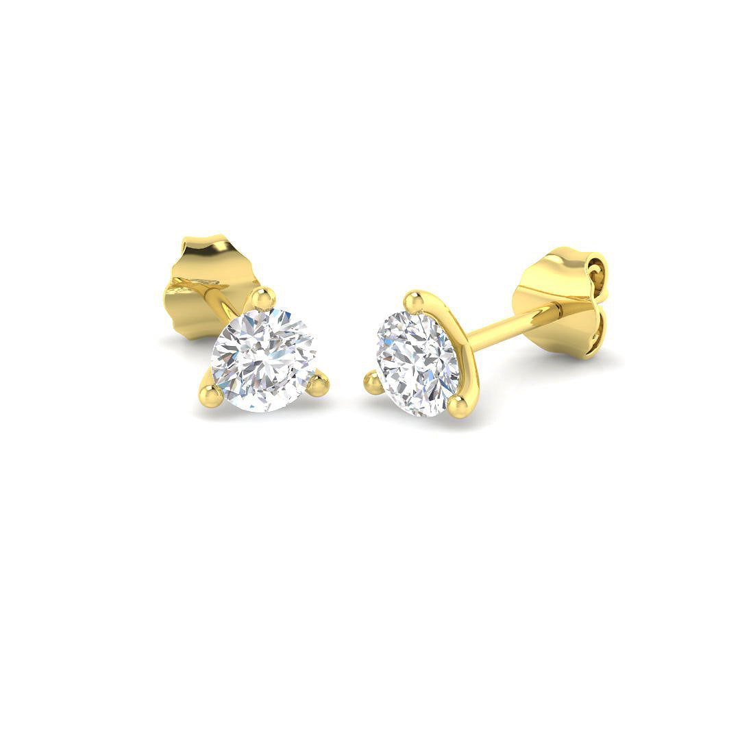 9ct Yellow Gold Round Lab Grown Diamond Earrings 1