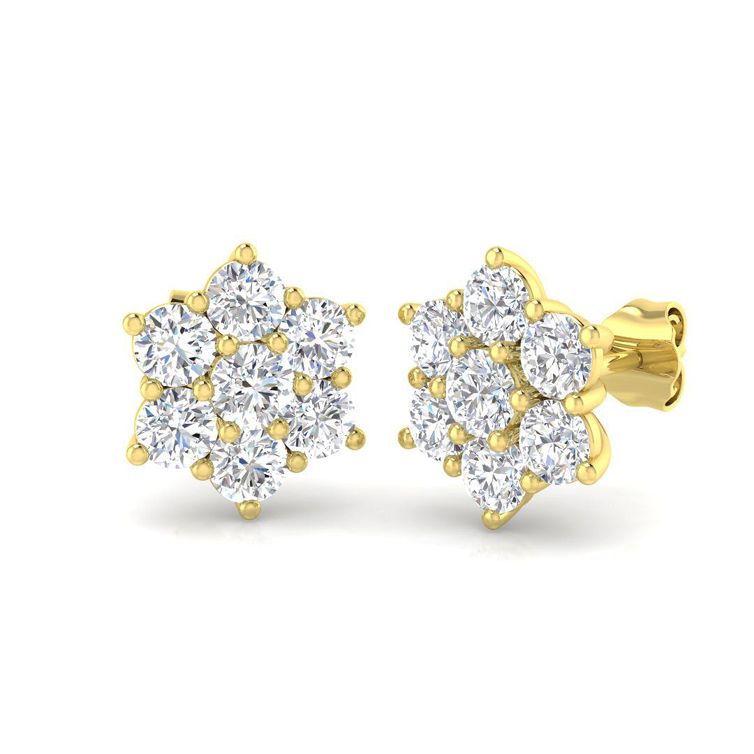 9ct Yellow Gold Round Lab Grown Diamond Earrings 1