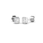 9ct White Gold Emerald Cut Lab Grown Diamond Earrings 1