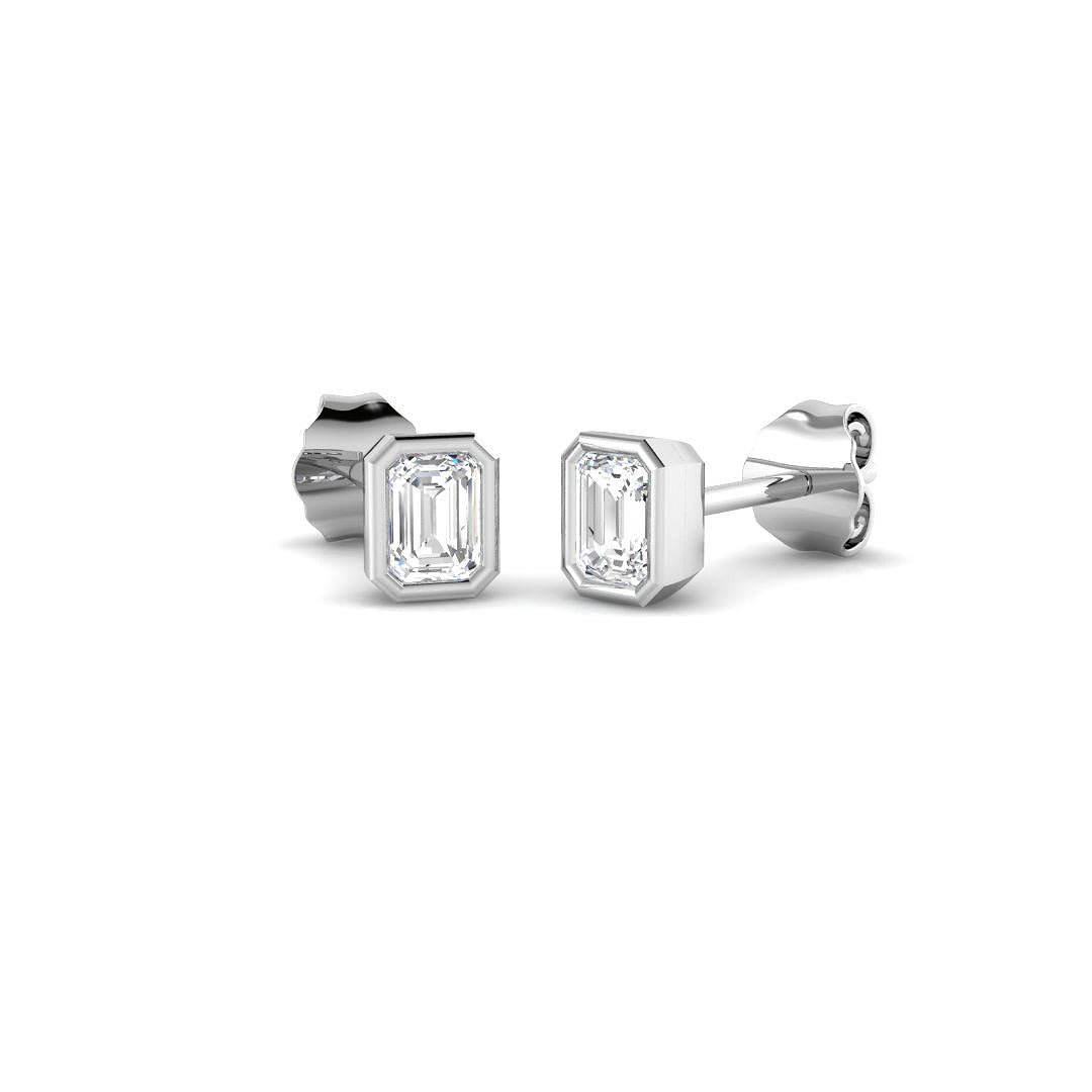 9ct White Gold Emerald Cut Lab Grown Diamond Earrings 1