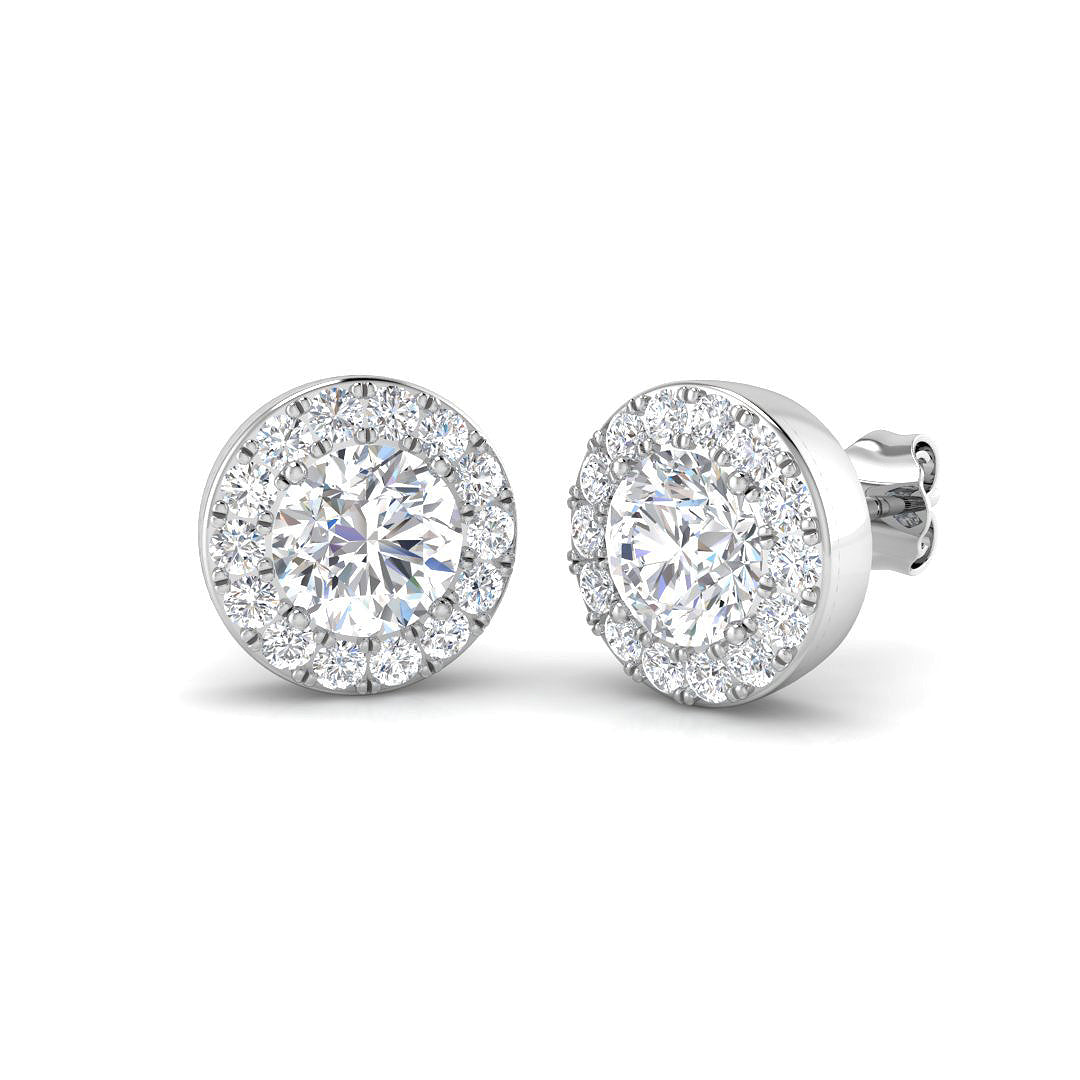 9ct White Gold Round Lab Grown Diamond Earrings 1