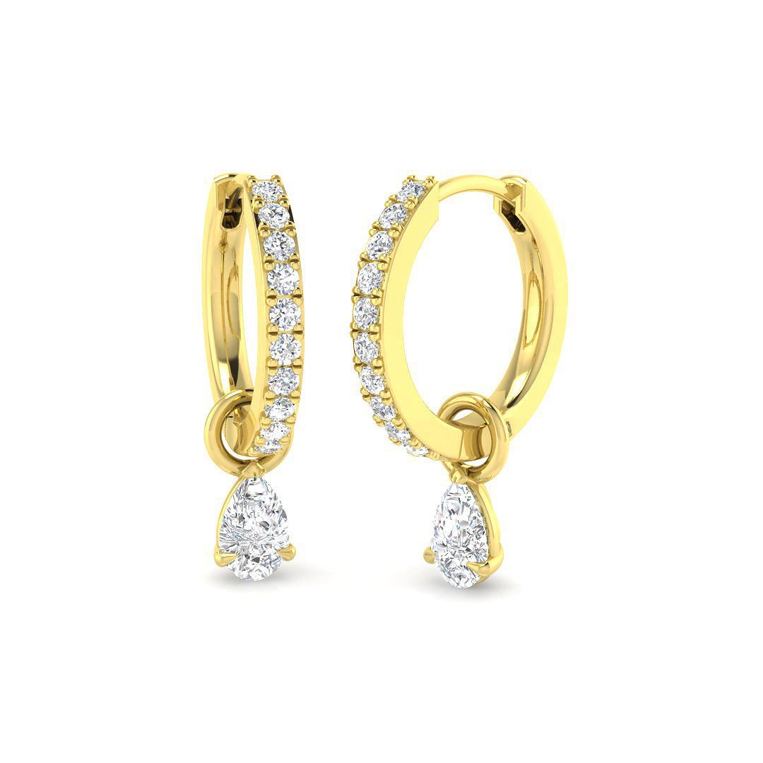 9ct Yellow Gold Pear Lab Grown Diamond Earrings 1
