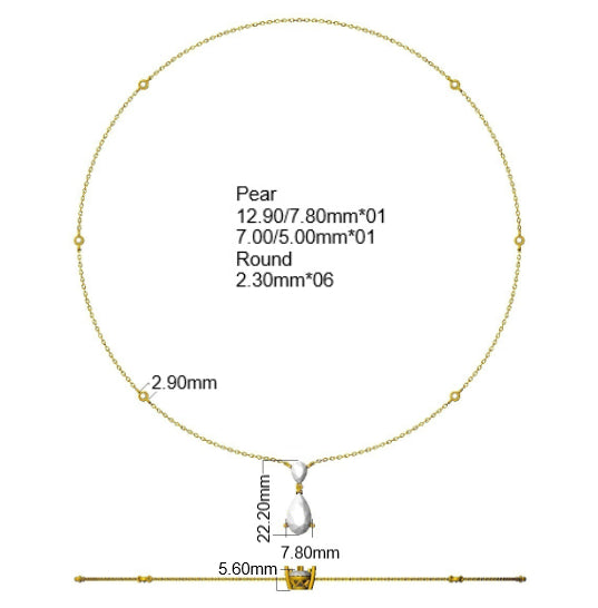 9ct Yellow Gold Pear Lab Grown Diamond Necklace 2