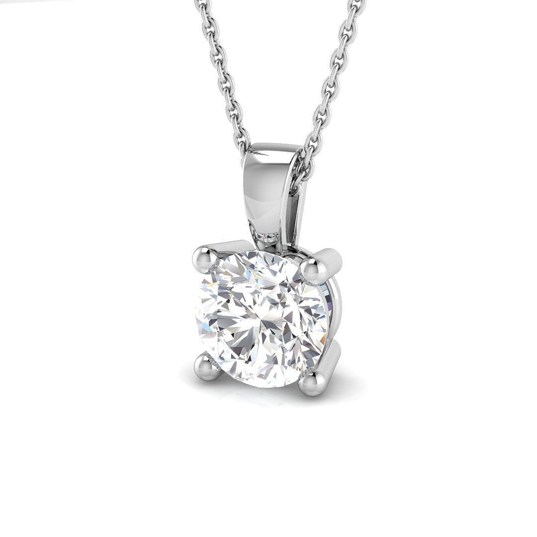 9ct White Gold Round Lab Grown Diamond Pendant 1
