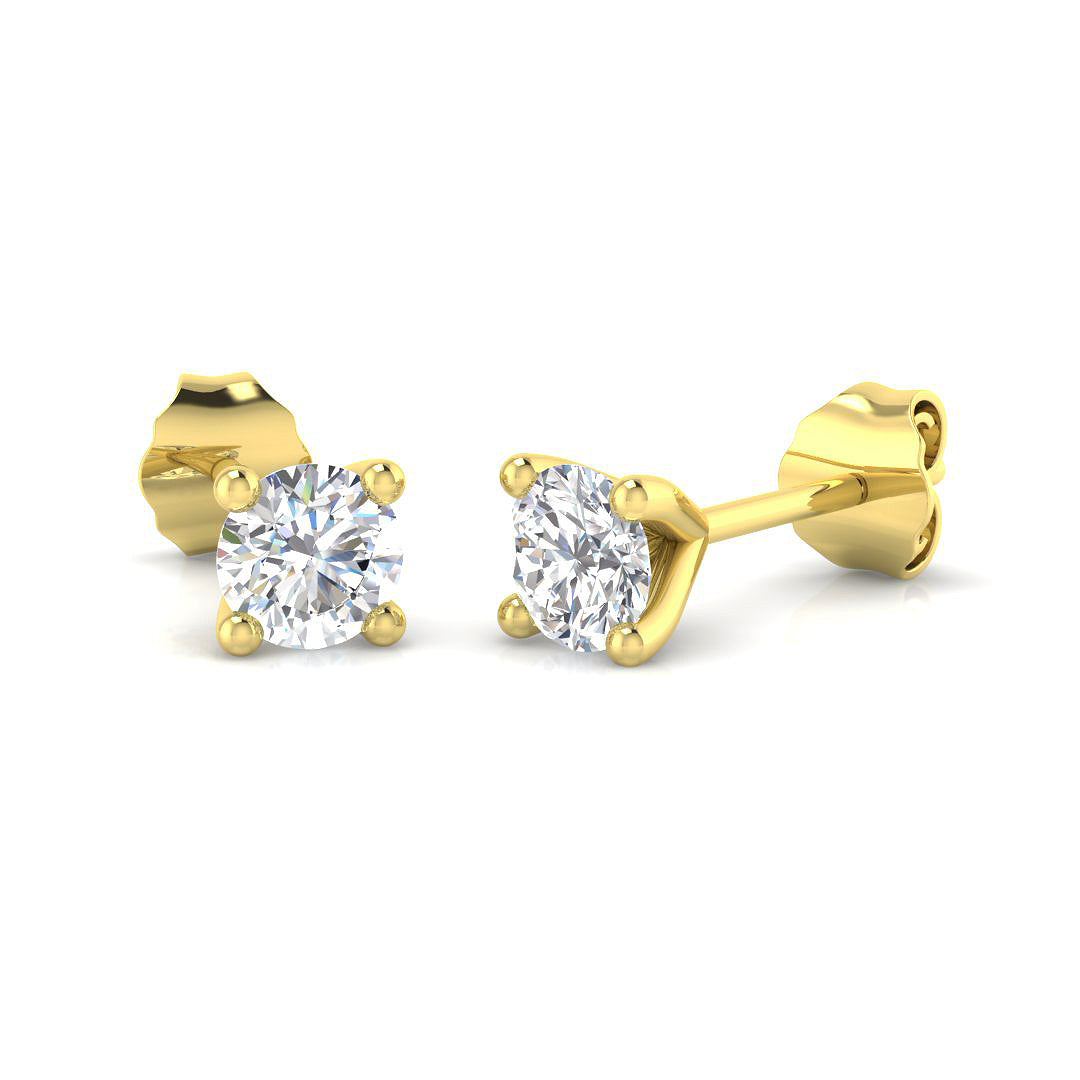 9ct Yellow Gold Round Lab Grown Diamond Earrings 1