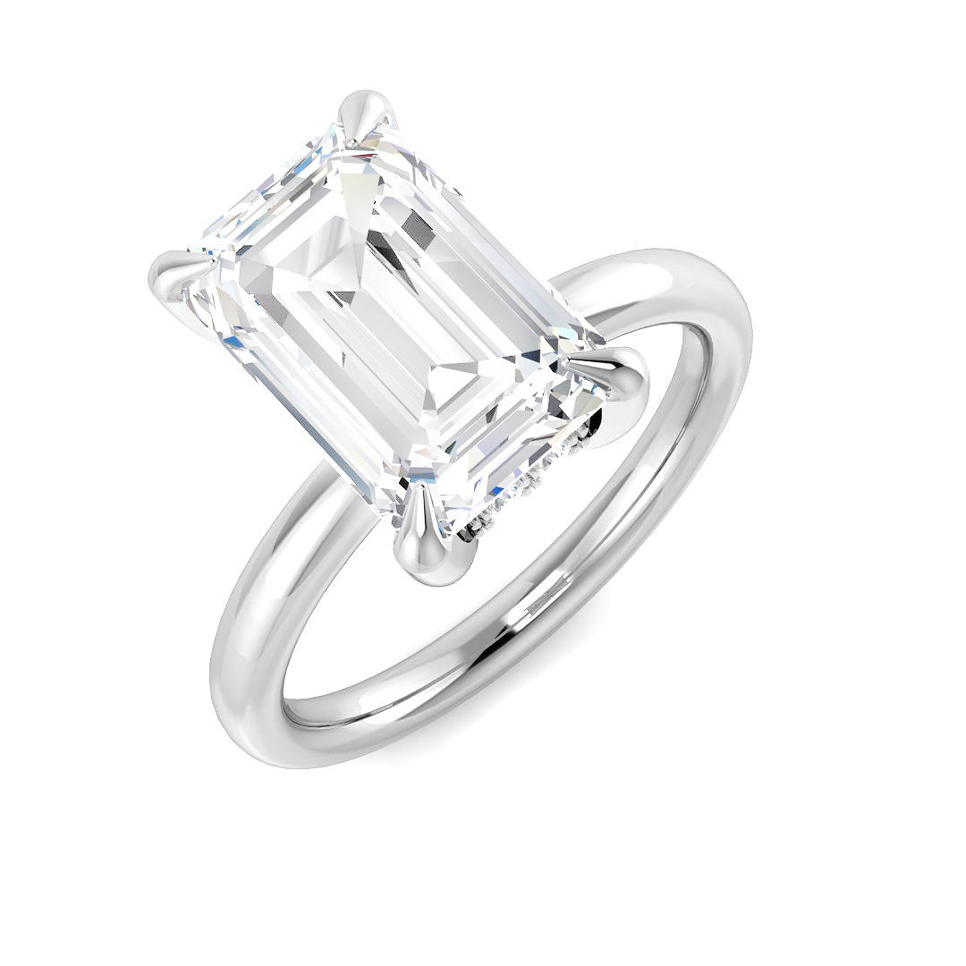 9ct White Gold Emerald Cut Lab Grown Diamond Ring 1