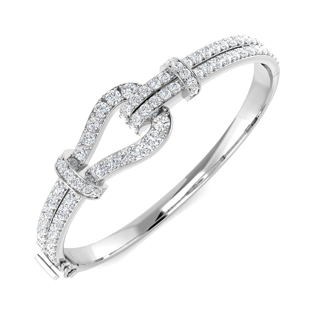 9ct White Gold Round Lab Grown Diamond Bangle 1