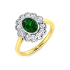 18ct Two Tone Oval Emerald and Diamond Ring 1