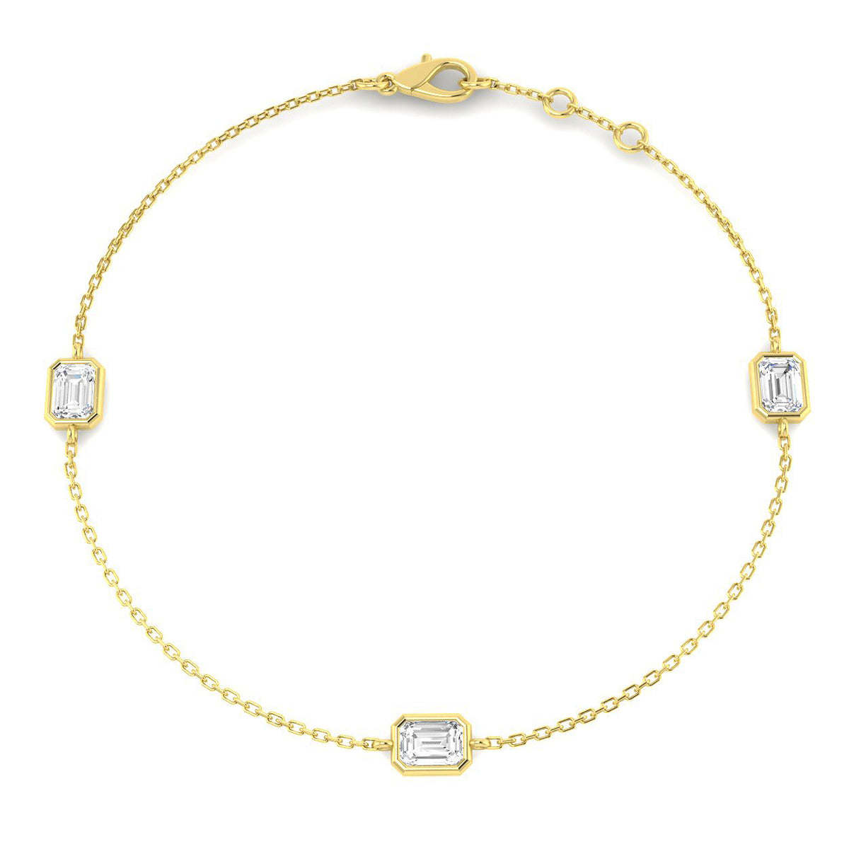 9ct Yellow Gold Emerald Cut Lab Grown Diamond Bracelet 1