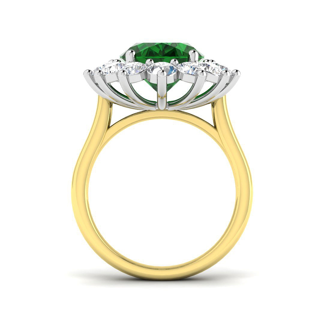 18ct Two Tone Oval Emerald and Diamond Ring 2