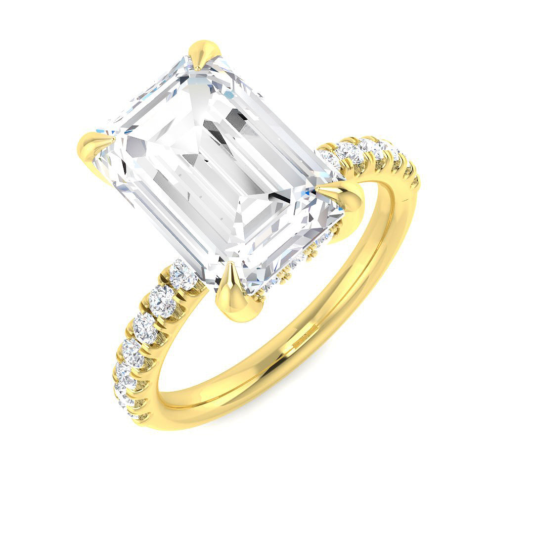 9ct Yellow Gold Emerald Cut Lab Grown Diamond Ring 1