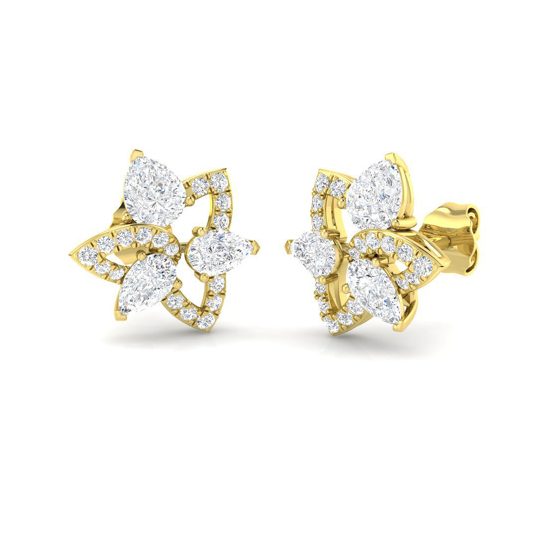 9ct Yellow Gold Pear Lab Grown Diamond Earrings 1
