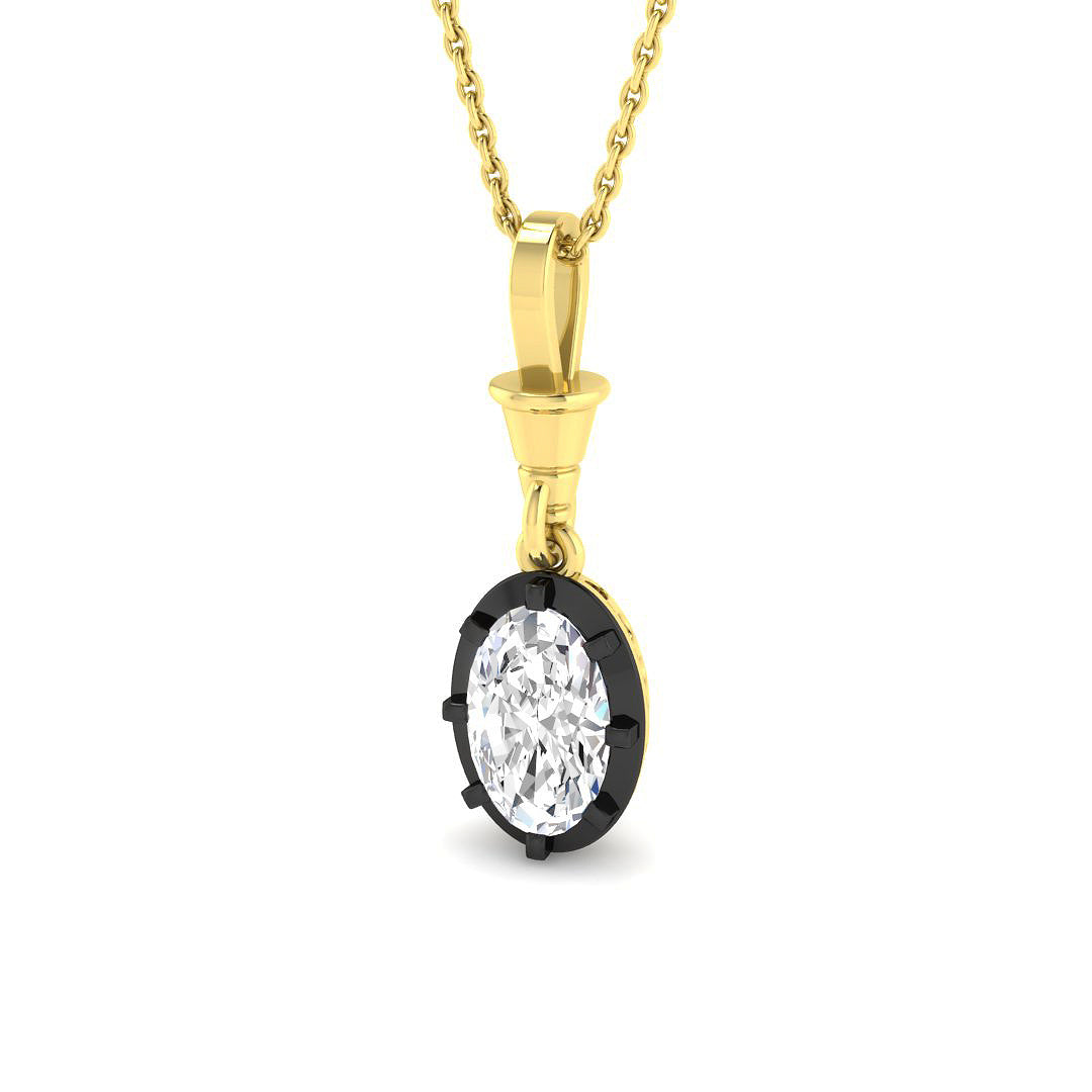 9ct Yellow Gold Oval Lab Grown Diamond Pendant 1