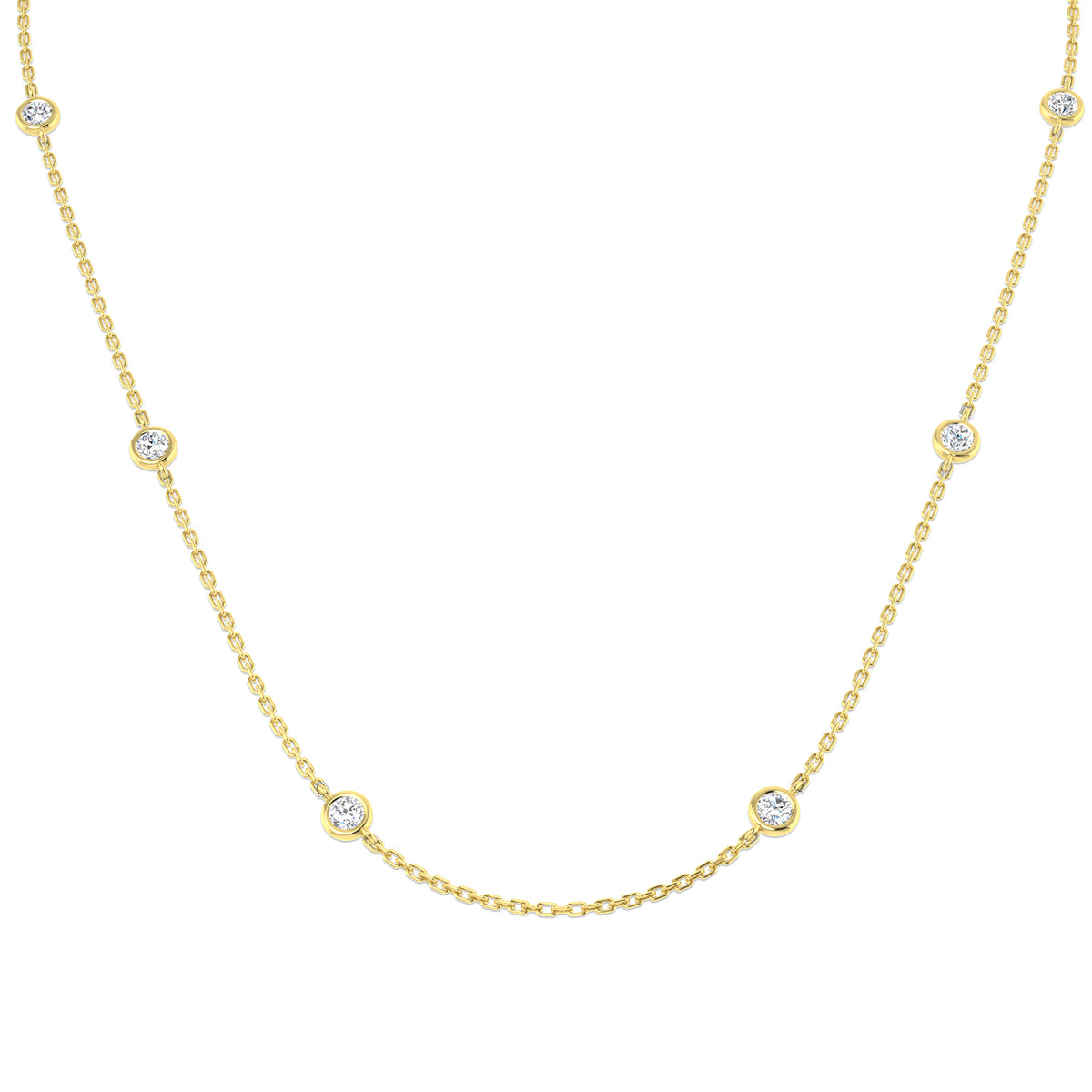 9ct Yellow Gold Round Lab Grown Diamond Necklace 1