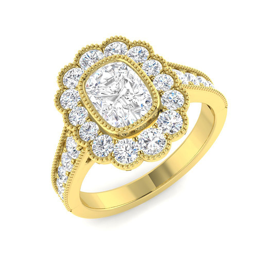 9ct Yellow Gold Cushion Cvd Old Cut Ring 1