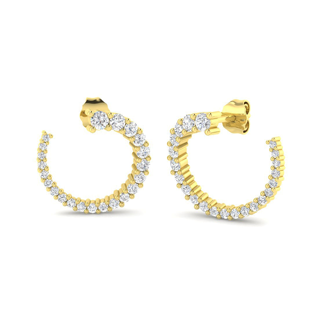 9ct Yellow Gold Round Lab Grown Diamond Earrings 1