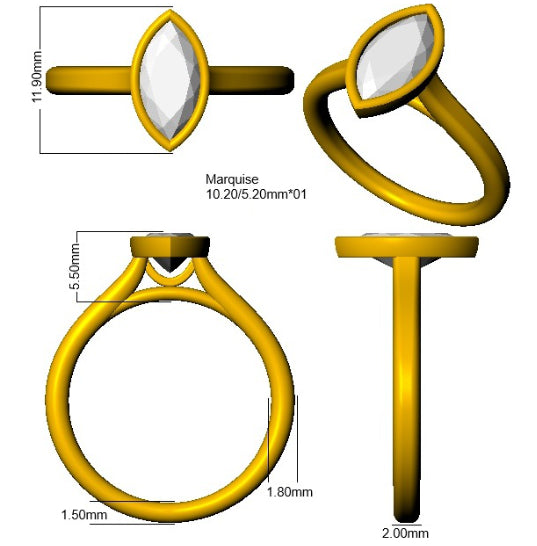 9ct Yellow Gold Marquise Lab Grown Diamond Ring 3