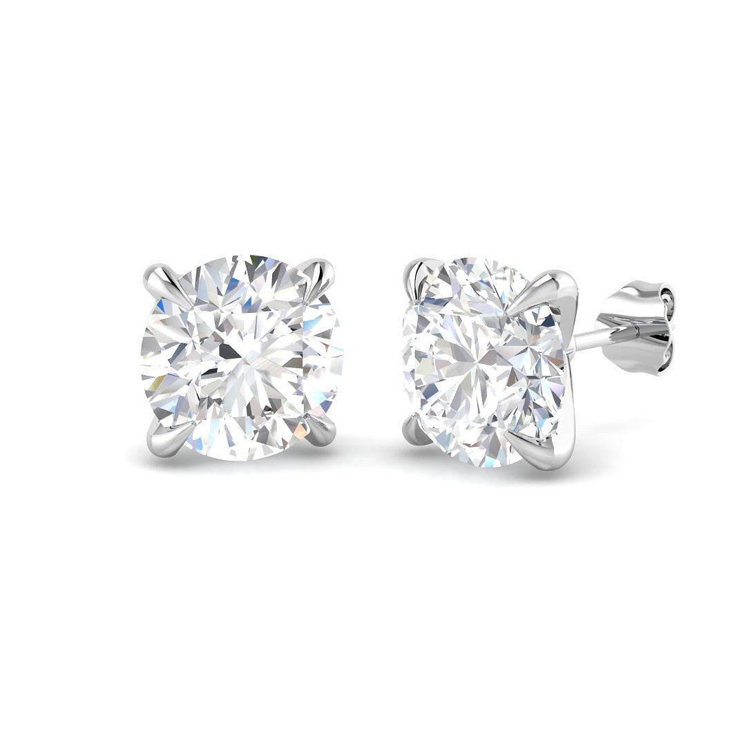 9ct White Gold Round Lab Grown Diamond Earrings 1