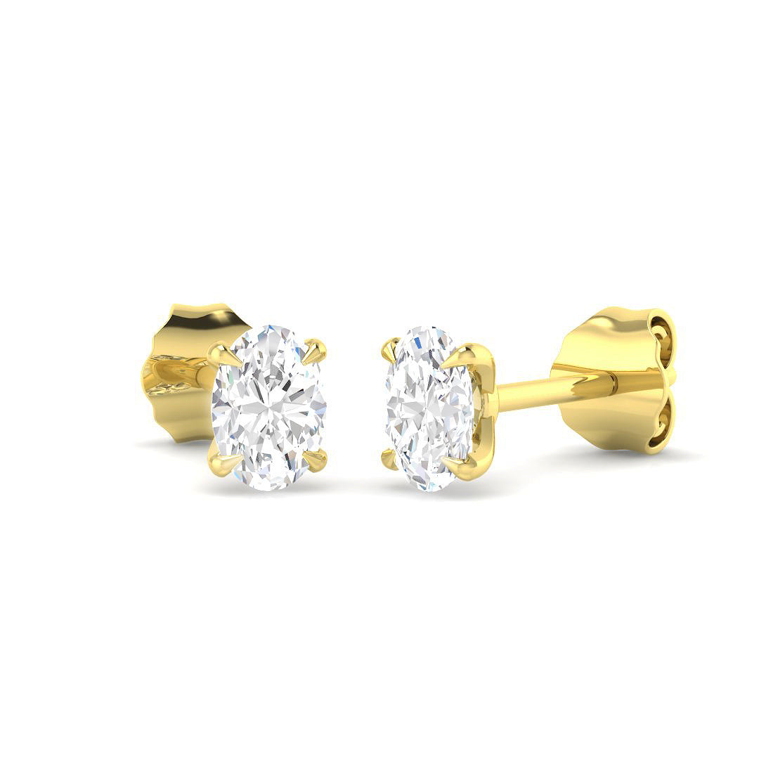 9ct Yellow Gold Oval Lab Grown Diamond Earrings 1