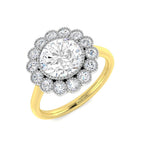 9ct Two Tone Round Cvd Old Cut Ring 1